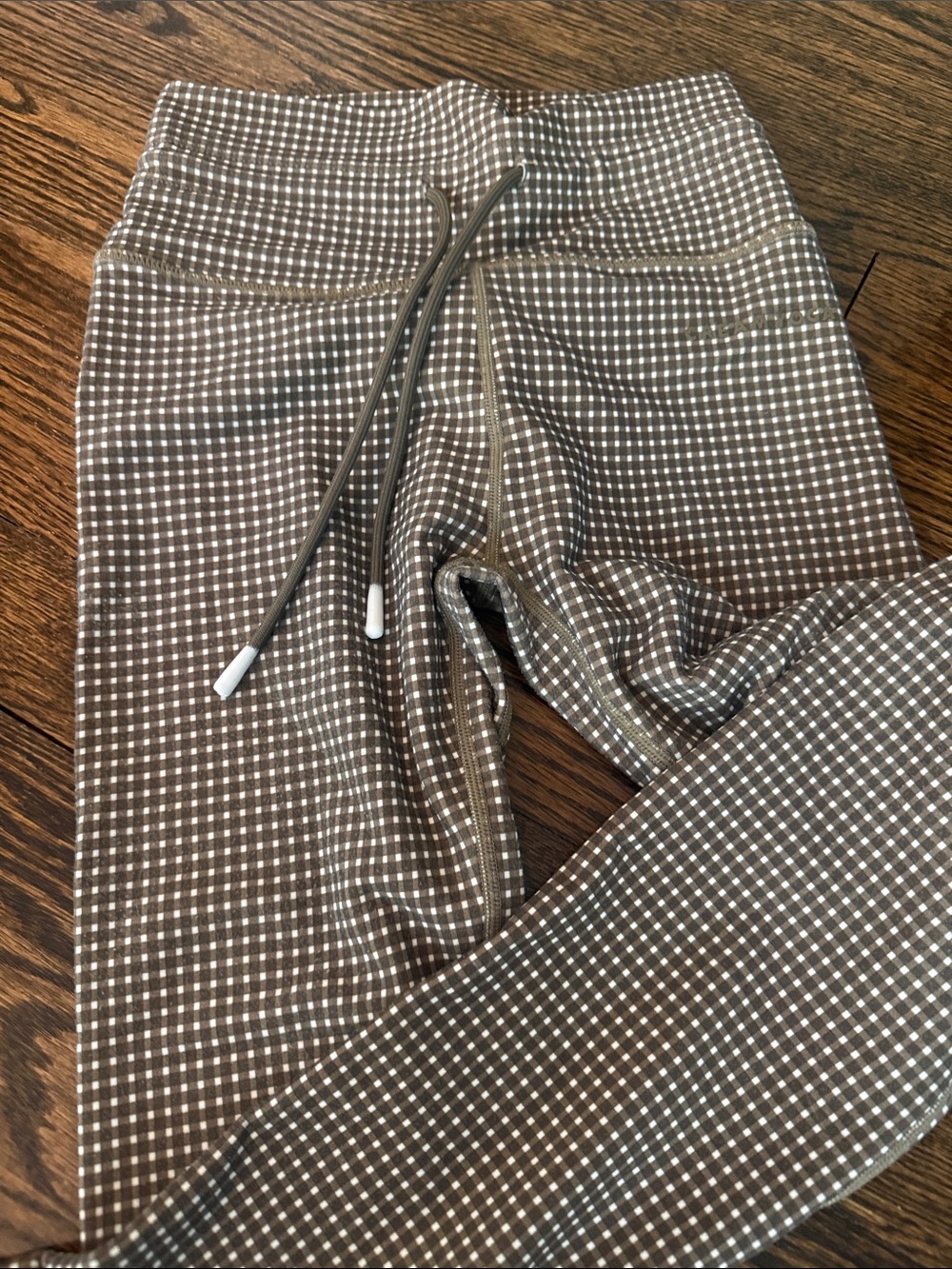 Butter Soft Gingham Leggings by Cream Yoga Brand XS in Olive color